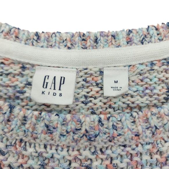 Gap Kids Pullover Sweater Girls Medium Gray Knitted Raglan Sleeve Cotton Blend - Picture 8 of 10